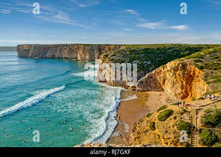 Praia do Beliche, Strand Surfers' bei Sagres, Algarve, Portugal Stockfoto