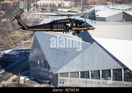 Us-Zoll und Grenzschutz Luft und Marine Operations und Büro der Feldeinsätze SRT air space Security vor dem Super Bowl LIII in Atlanta, Georgia. Foto von Ozzy Trevino, die US-amerikanischen Zoll- und Grenzschutz Stockfoto