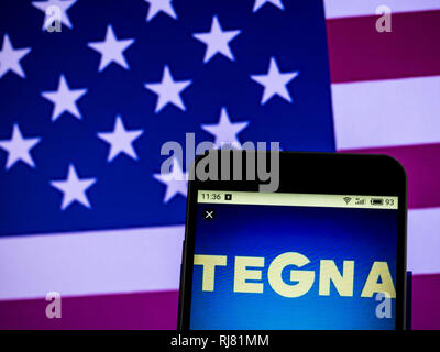 In der Ukraine. 5. Februar, 2019. Tegna Inc. Broadcasting Company Logo gesehen auf einem Smartphone angezeigt. Quelle: Igor Golovniov/SOPA Images/ZUMA Draht/Alamy leben Nachrichten Stockfoto