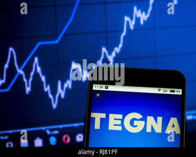 In der Ukraine. 5. Februar, 2019. Tegna Inc. Broadcasting Company Logo gesehen auf einem Smartphone angezeigt. Quelle: Igor Golovniov/SOPA Images/ZUMA Draht/Alamy leben Nachrichten Stockfoto