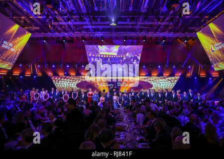 Wiesbaden, Deutschland. 02 Feb, 2019. Übersicht der Ballsaal, Pool Foto! Ball des Sports in Wiesbaden auf 02.02.2019 | Verwendung der weltweiten Kredit: dpa/Alamy leben Nachrichten Stockfoto