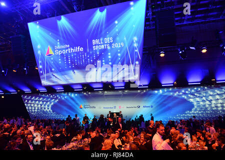 Wiesbaden, Deutschland. 02 Feb, 2019. Übersicht Pool Foto! Ball des Sports in Wiesbaden auf 02.02.2019 | Verwendung der weltweiten Kredit: dpa/Alamy leben Nachrichten Stockfoto