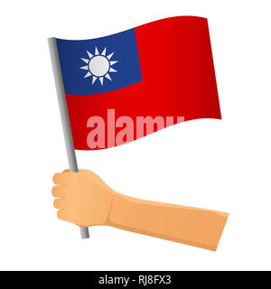 Taiwan Flagge in der Hand. Patriotischen Hintergrund. Flagge von Taiwan Abbildung Stockfoto