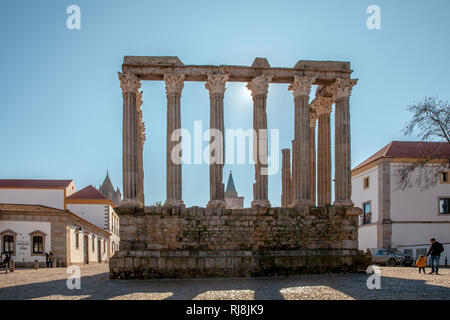 Römische Tempel Diana in Evora Alentejo Portugal Reisen Stockfoto