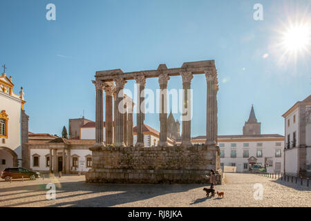 Römische Tempel Diana in Evora Alentejo Portugal Reisen Stockfoto