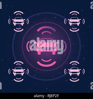 Autonome Smart Sensoren signal Vector Illustration Stock Vektor