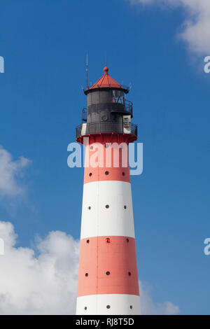 Leuchtturm Westerheversand, Westerhever, Halbinsel Eiderstedt, Schleswig Holstein, Deutschland Stockfoto