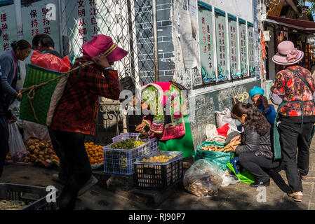 Lebensmittelmarkt, Dali Altstadt, Provinz Yunnan, China Stockfoto