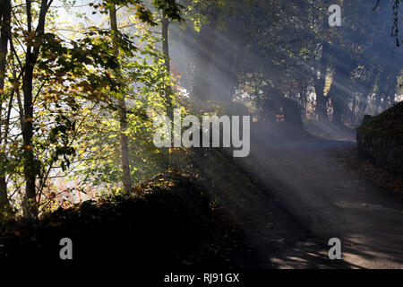 Wetter / HERBST BILD. Frosty Start für North Wales. Im Bild: am frühen Morgen Licht bei Trevor in der Nähe von pontcysyllte Aquädukt. Montag 29. Oktober 2018. Stockfoto