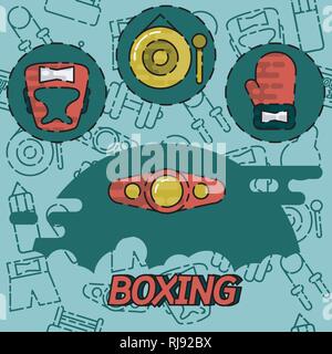 Boxing flachbild Konzept Symbole. Creative Collection. Vector Illustration, EPS 10. Stock Vektor