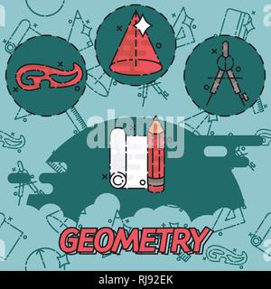 Geometrie flache Konzept Symbole. Vorlage für Abdeckungen, Flyer, Banner, Poster und Plakate, können für Präsentationen und Bücher verwendet werden. Vector Illustration Stock Vektor