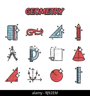 Geometrie flache Konzept Symbole. Vorlage für Abdeckungen, Flyer, Banner, Poster und Plakate, können für Präsentationen und Bücher verwendet werden. Vector Illustration Stock Vektor