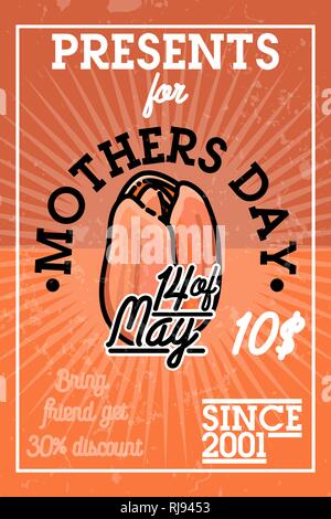 Farbe vintage Muttertag Banner. Glückliche Mütter Tag. Vektor Festliche Abbildung Stock Vektor
