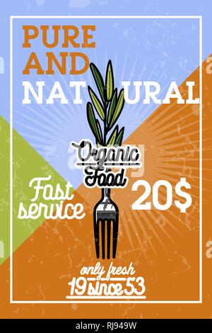 Farbe vintage Bio-lebensmittel Banner. Vector Illustration, EPS 10. Stock Vektor