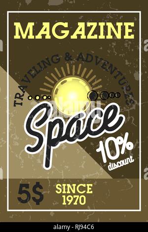 Farbe vintage Platz Banner. Kosmos Entdeckung und Erforschung Poster. Stock Vektor