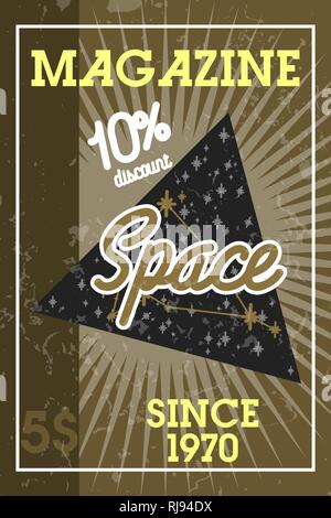 Farbe vintage Platz Banner. Kosmos Entdeckung und Erforschung Poster. Stock Vektor