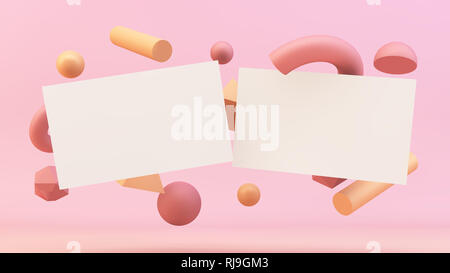 Visitenkarten schwimmend auf abstrakten Hintergrund 3D Rendering mockup Stockfoto