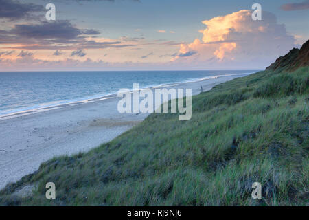 Sonnenuntergang am Strand von Kampen, Sylt, Nordfriesland, Schleswig Holstein, Deutschland Stockfoto