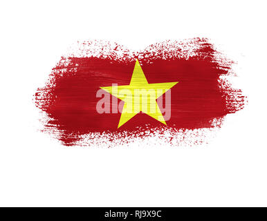 Gemalt Flagge von Vietnam auf weißem Hintergrund. Stockfoto