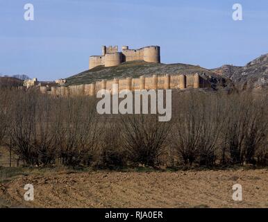 PANORAMICA DEL CASTILLO DE Berlanga de Duero, CONSTRUIDO EN EL SIGLO XVI. Lage: CASTILLO. Soria. Spanien. Stockfoto