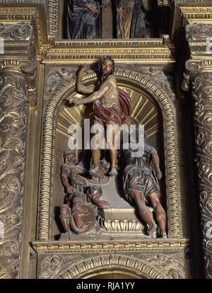 RETABLO MAYOR - las mejores DE LA RESURRECION - 1579. Thema: JERONIMO HERNANDEZ/VAZQUEZ EL VIEJO JUAN BAUTISTA. Lage: Iglesia de San Mateo. LUCENA. CORDOBA. Spanien. Stockfoto