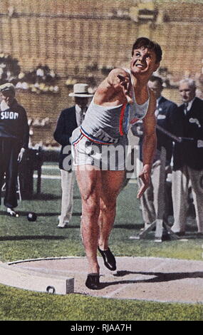 Foto von Jim Bausch (1906 - 1974) für die USA setzen im Zehnkampf bei den Olympischen Spielen 1932. Jim nahm Gold im Zehnkampf. Stockfoto