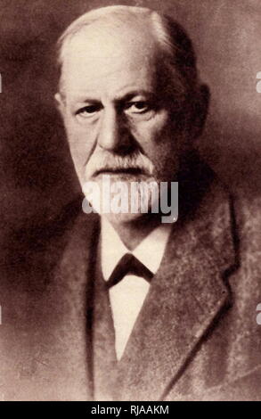 Sigmund Freud (1856 - 1939); österreichischer Neurologe und Begründer der Psychoanalyse. Freud lebte und arbeitete in Wien seinen klinischen Praxis gibt es im Jahr 1886 eingestellt. 1938 Freud links Österreich den Nazis zu entkommen. Er starb im Exil in Großbritannien im Jahr 1939. Stockfoto