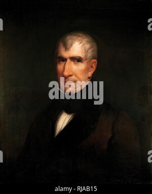 William Henry Harrison, Porträt in Öl auf Leinwand malen. 1835. Von James Reid Lambdin. William Henry Harrison Sr. (1773 - 1841); US-amerikanische Offizier, einen wesentlichen Beitrag im Krieg von 1812 und der neunte Präsident der Vereinigten Staaten (1841). Er war der letzte Präsident geboren vor der Amerikanischen Revolution, und starb an Lungenentzündung nur 31 Tage nach seiner Amtszeit, damit die kürzeste Amtszeit des Präsidenten in den Vereinigten Staaten Geschichte. Er war der erste Präsident im Amt zu sterben und sein Tod löste eine kurze Verfassungskrise. Stockfoto