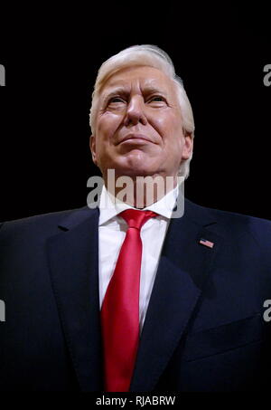 Waxwork Abbildung von Donald John Trump (geb. 1946); Präsident der Vereinigten Staaten, die seit dem 20. Januar 2017. Vor dem Eintritt in die Politik, er war ein Geschäftsmann und TV-Persönlichkeit Stockfoto