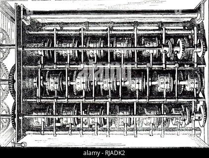 Eine Gravur, Unterschied von Charles Babbage Motor. Charles Babbage (1791-1871), einem englischen Universalgelehrten. Vom 19. Jahrhundert Stockfoto