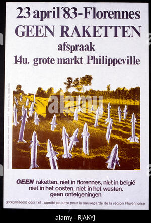 Flämisch (Belgien) anti-nukleare Waffen Poster 1983 Stockfoto