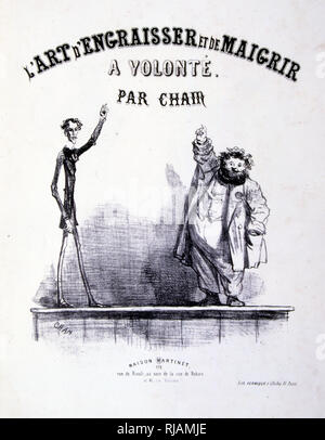 Serie von Lithographie Abbildungen des täglichen Lebens im 19. Jahrhundert Frankreich durch Amedee-Charles - Henri de Noe, (1819-79, Illustrator). von L'Art d'engraisser et de maigrir Beim (Die Kunst der Mast und Gewicht zu verlieren). 1860 Stockfoto