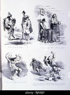 Serie von Lithographie Abbildungen des täglichen Lebens im 19. Jahrhundert Frankreich durch Amedee-Charles - Henri de Noe, (1819-79, Illustrator). von L'Art d'engraisser et de maigrir Beim (Die Kunst der Mast und Gewicht zu verlieren). 1860 Stockfoto