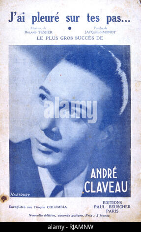 Französische songbook Abdeckung für Lieder gesungen von Andre Claveau (1911 - 2003), einem beliebten Sängerin in Frankreich von den 1940er zu den 1960er Jahren. Er gewann den Eurovision Song Contest 1958 Stockfoto