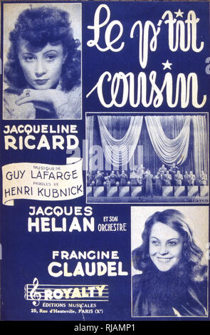 1948 Französische songbook Abdeckung für Lieder gesungen von Jacqueline Ricard (1920-2009) und Francine Claudel (1921-1987) Stockfoto