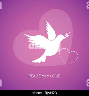 Frieden und Liebe weiße Taube auf rosa Hintergrund Vektor-illustration EPS 10. Stock Vektor