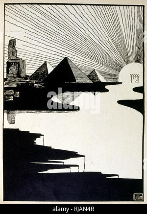 Passah Festival, aus dem Buch Juda durch Ephraim Mose Lilien (1874-1925) dargestellt. Lilian wird als der Vater der Zionistischen Ikonographie, im Jugendstil (Art Nouveau) Stil geschaffen. Er illustrierte "Juda" (1900), ein Buch über biblische Poesie durch ein christlicher Freund, Borries Freiherr von Münchhausen". Stockfoto