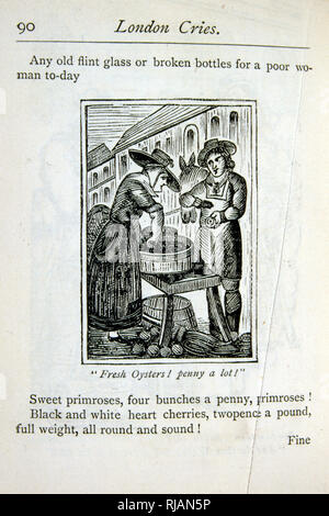 Abbildung: eine Frau verkaufen frische Austern auf den Straßen von London. Circa 1780 Stockfoto