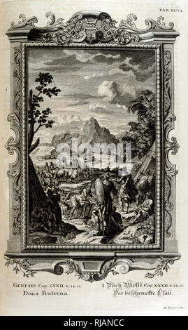 Jakob und Esau exchange präsentiert. Vom Körperbau sacree, ou histoire naturelle de la-Bibel, 1732-1737, von Johann Jakob Scheuchzer (1672-1733), ein Schweizer Gelehrter in Zürich geboren Stockfoto