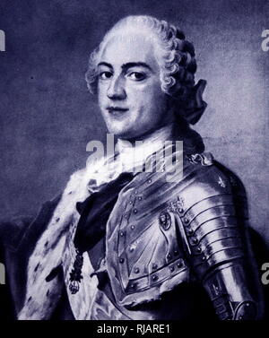 Louis XV (1710 - 1774), als Ludwig der Geliebte, (Louis Le Bien Aimé), ein Monarch war einer von Bourbon, König von Frankreich von 1715 bis zu seinem Tod 1774 regierte. Porträt von Maurice-Quentin de La Tour, 1748 Stockfoto
