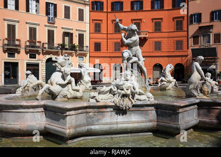 Neptunbrunnen, Fontana del Nettuno, Piazza Navona, Bezirk Parione, Rom, Italien Stockfoto