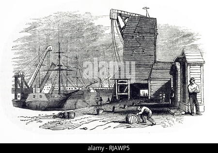 Ein kupferstich mit der Darstellung der Masting Haus der East India Company Dock, London. Vom 19. Jahrhundert Stockfoto