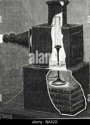Eine Gravur mit Gas Welsbach die Lampe in einem Projektor verwendet wird. Carl Auer von Welsbach (1858-1929), ein österreichischer Wissenschaftler und Erfinder. Vom 19. Jahrhundert Stockfoto
