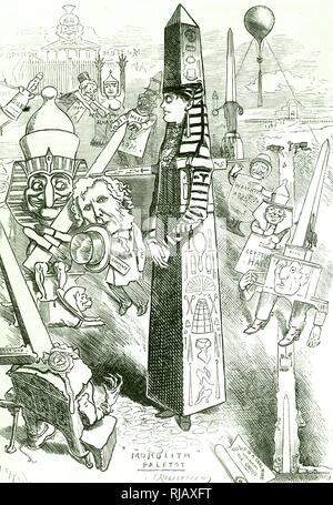 Eine Karikatur, die den Weggang von Cleopatra's Needle aus Ägypten an die britische Regierung von Muhammad Ali von Ägypten gegeben werden. Muhammad Ali von Ägypten (1769-1849) Der Kommandant in der Osmanischen Armee. Vom 19. Jahrhundert Stockfoto