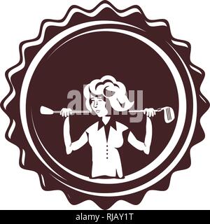 Dichtung mit Golfspieler Frau avatar Charakter Vector Illustration Design Stock Vektor