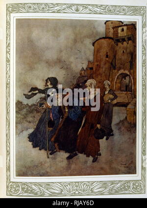 Illustrierte französische Ausgabe von Geschichten von Hans Christian Anderson, illustriert von Edmund Dulac (1882 - 1953), französisch-born, Britische eingebürgerte Magazin Illustrator, Buchillustratorin Stockfoto