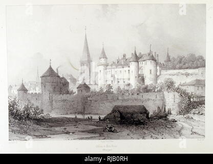 Schloss von Saint-Dizier, Frankreich. 1857. Zeichnung von Baron Isidore Taylor (1789-1879), französischer Reisender und Autor. Das Schloss von Saint-Dizier ist eines französischen Schlosses im Departement Haute-Marne Der grand-est Region. Die erste Erwähnung einer Burg ist im Jahre 1189 gemacht. Das Datum der Fertigstellung ist 1228. Es war Teil der königlichen Anwesen in 1477 weil Ludwig XI. Es gab Wilhelm IV. von Vergy. Aber die Spende ist von Charles VIII in 1488 und wieder auf der königlichen Domäne angeschlossen widerrufen Stockfoto