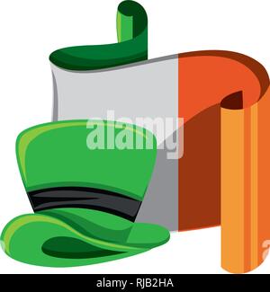 Leprechaun hat mit Flag irischen Vector Illustration Design Stock Vektor