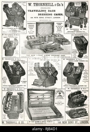 Werbung für W. Thornhill & Co. Reisetaschen 1880 Stockfoto