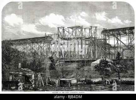 Fortschritte beim Bau der internationalen Ausstellung 1861 Stockfoto